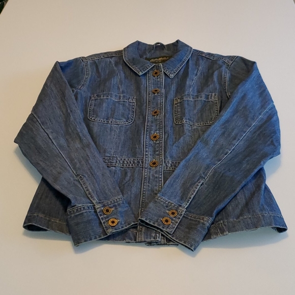EDDIE BAUER Jean Denim Jacket Blue Size Medium - Picture 10 of 15